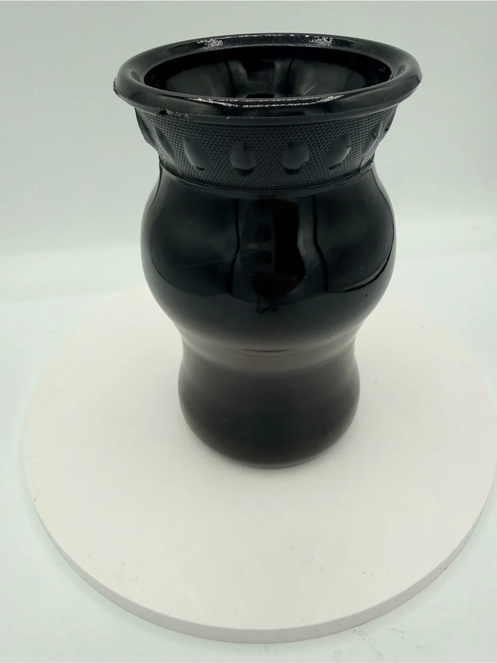 LE Smith, black amethyst Vase with thumbprint and black glossy finish
